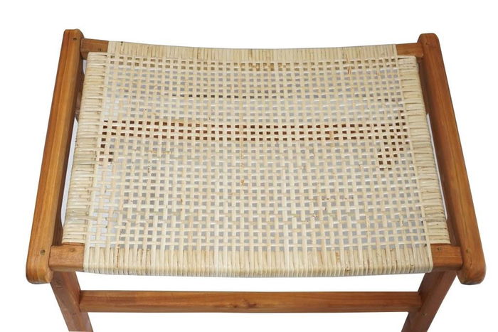 DKD Home Decor Descalzadora Balines Natural Teca y Ratan Marron Claro 65 x 47 x 40 cm