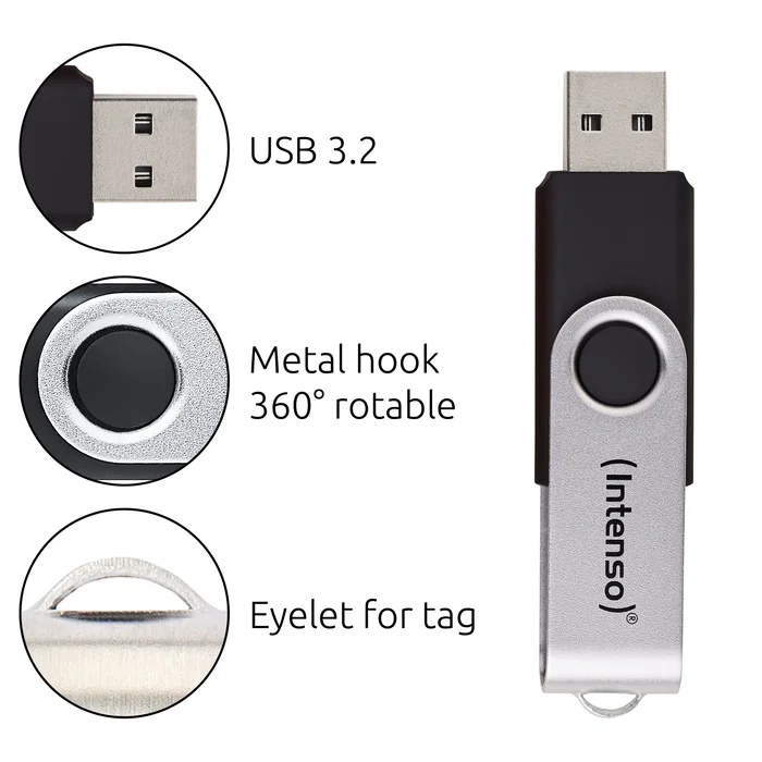Intego office line 128 gb, usb stick silver/black, usb-a 3.2 3543491 Intego office line 128 gb, usb stick silver/black, usb-a 3.2 3543491