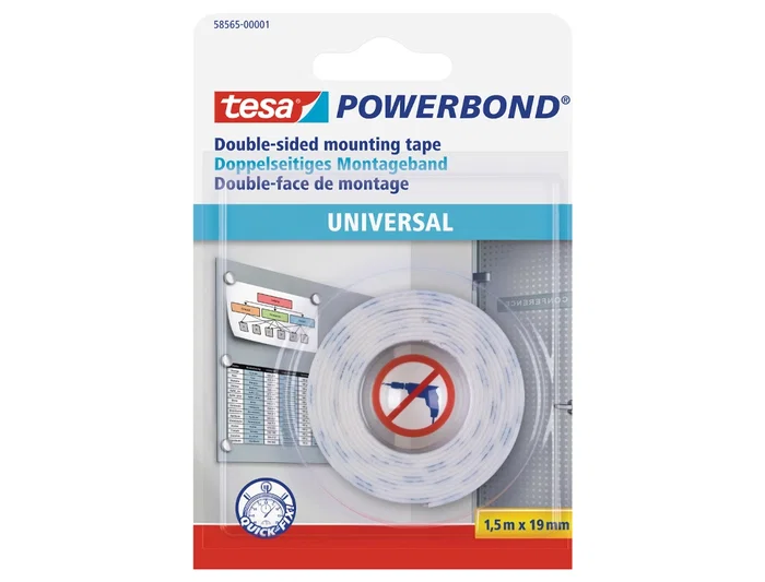 Cinta Adhesiva Doble Cara Tesa Powerbond Rollo 1,5X19 Universal (Set de 12)