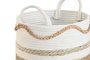 DKD Home Decor Set de 3 Cestas de Seagrass y Algodón Blanco 30x30x30 cm