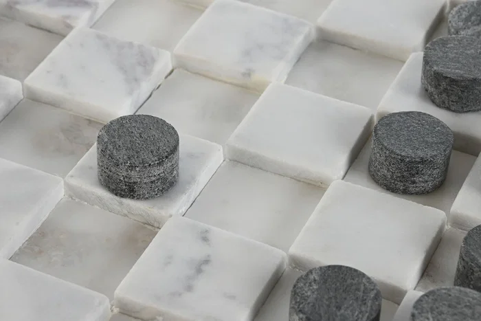 DKD Home Decor Juego de Damas de Piedra Blanco DKD Home Decor Juego de Damas de Piedra Blanco