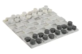 DKD Home Decor Juego de Damas de Piedra Blanco