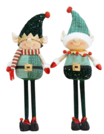 DKD Home Decor Figura de Elfo Verde y Rojo de Poliéster