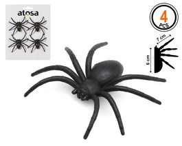 Araña Plástico Negro - Pack 4 Unidades - Decoración Halloween