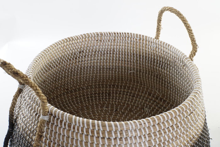 DKD Home Decor Cesta Balines Set de 2 Natural Gris Negro Seagrass 52 x 52 x 40 cm DKD Home Decor Cesta Balines Set de 2 Natural Gris Negro Seagrass 52 x 52 x 40 cm
