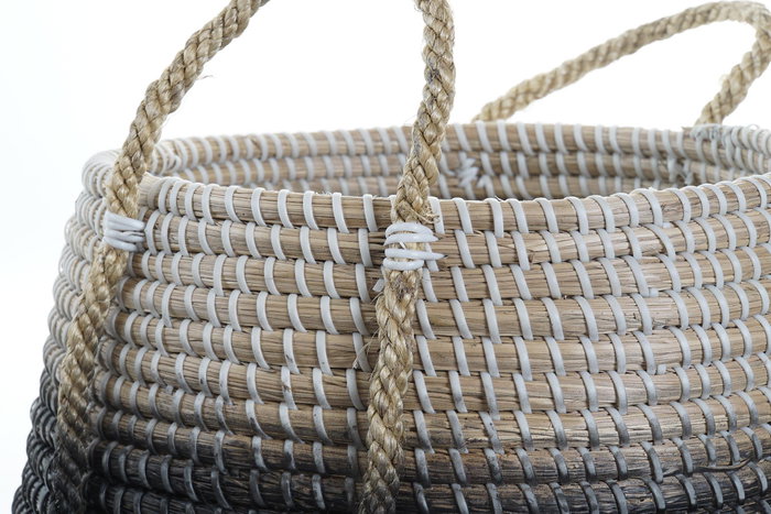 DKD Home Decor Cesta Balines Set de 2 Natural Gris Negro Seagrass 52 x 52 x 40 cm DKD Home Decor Cesta Balines Set de 2 Natural Gris Negro Seagrass 52 x 52 x 40 cm
