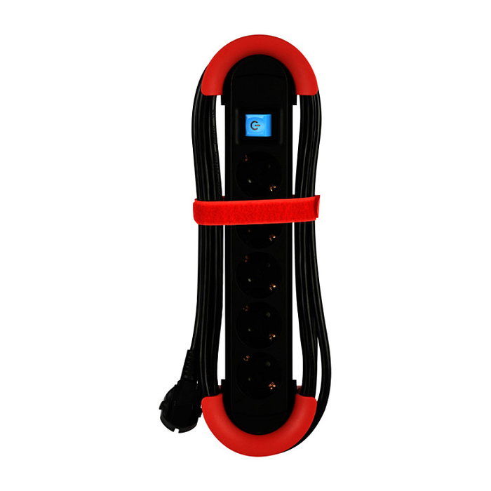 Bachmann HOOK Indoor Regleta de 5 Tomas con Interruptor y Cable de 5m - Rojo Bachmann HOOK Indoor Regleta de 5 Tomas con Interruptor y Cable de 5m - Rojo