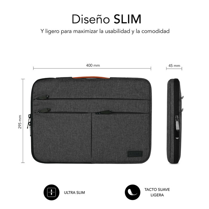 Subblim Funda Air Padding 360 Sleeve 15,6 pulgadas Gris Oscuro
