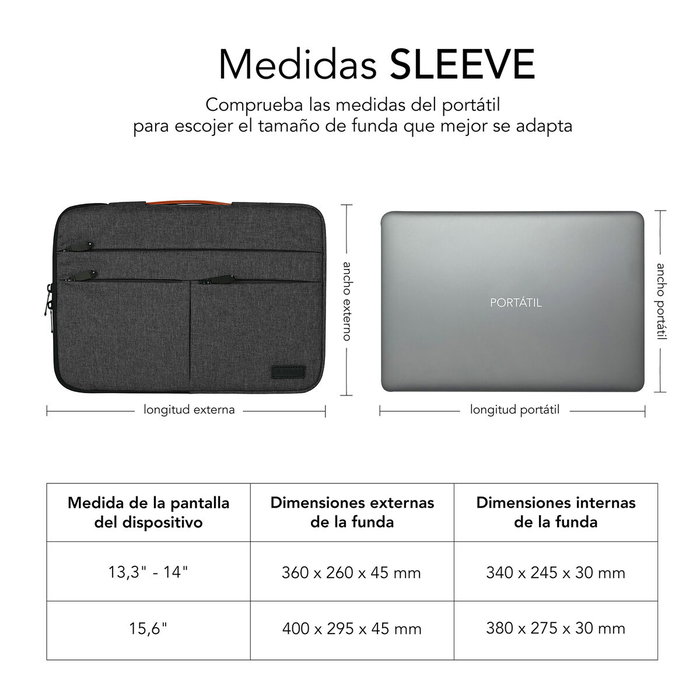 Subblim Funda Air Padding 360 Sleeve 15,6 pulgadas Gris Oscuro
