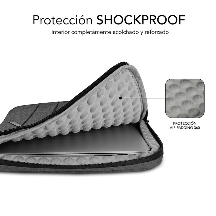 Subblim Funda Air Padding 360 Sleeve 15,6 pulgadas Gris Oscuro