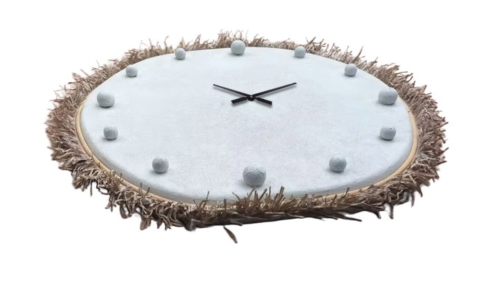 DKD Home Decor Reloj Blanco Natural MDF Fibra 85 x 85 x 7 cm