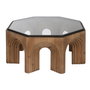 DKD Home Decor Mesa de Centro Arco Abeto y Cristal Marrón