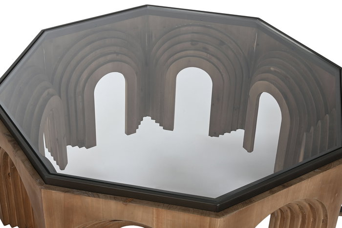 DKD Home Decor Mesa Centro Moderno Marron Negro 99 x 46 x 99 cm