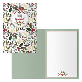 DOHE Set de 6 Tarjetas de Felicitación Navideña Acebo 115x170 mm