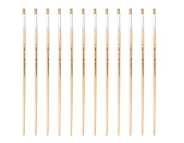 Innspiro Caja de 12 pinceles de cerda natural plano mango largo nº08