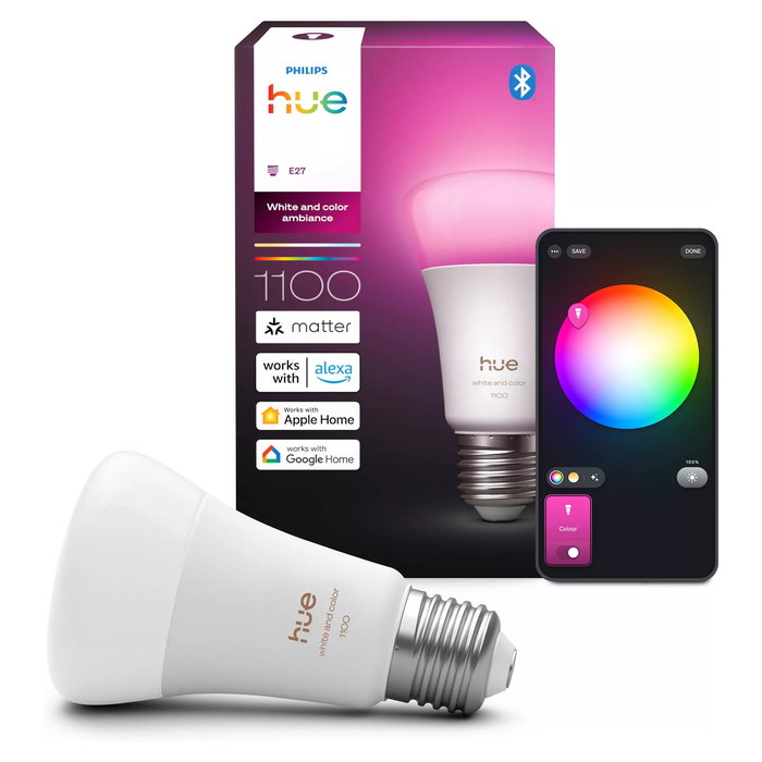 Philips Hue WACA - Bombilla Inteligente E27 Blanco y Color Ambiance, 75W Equiv., 1100 lm, Zigbee/Bluetooth, Compatible con Alexa, Google, HomeKit