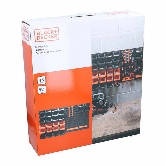 Black+Decker Panel de herramientas con estantes y colgadores, 43 piezas