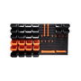 Black+Decker Panel de Herramientas con Estantes y Colgadores, Set de Almacenamiento 43 Piezas, Negro/Naranja, Plástico ABS, 98 x 23 x 43 cm