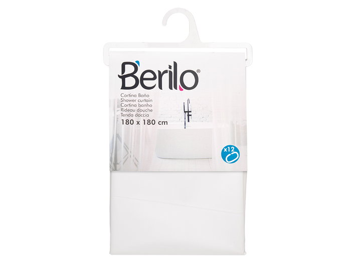 Berilo Cortina de Baño Transparente Blanca 180 x 180 cm (Set de 12)