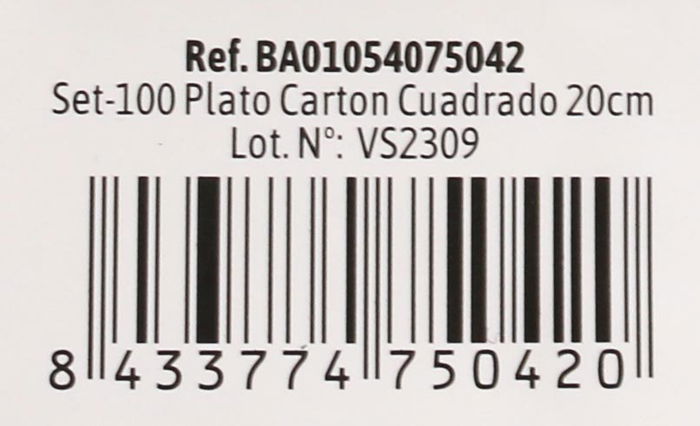 Algon Set 100 Platos Cartón Cuadrados Lámina de Soja 20 cm (10 Unidades)
