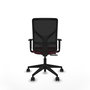 Silla de oficina Motilla con mecanismo Sincro/Traslack tapizada con Tela color Granate y malla color Negro. Equipada con lumbar 1D, Brazos 1D y Ruedas 65mm nailon