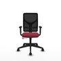 Silla de oficina Motilla con mecanismo Sincro/Traslack tapizada con Tela color Granate y malla color Negro. Equipada con lumbar 1D, Brazos 1D y Ruedas 65mm nailon