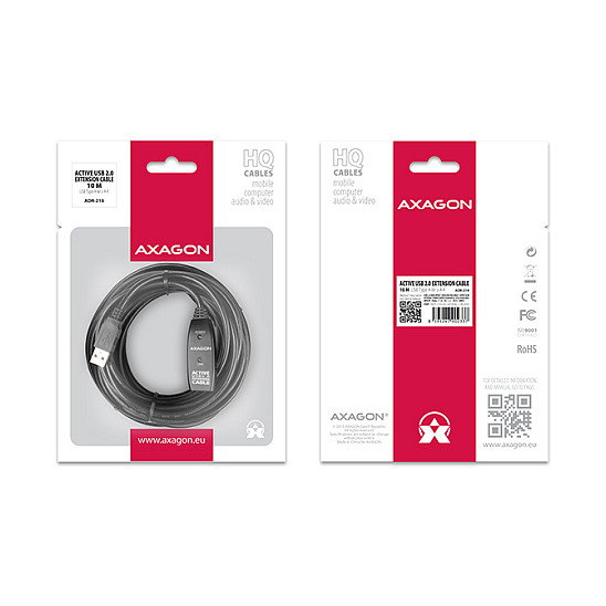 Axagon ADR-210 Cable de extensión USB activo USB 2.0, USB-A a USB-A - 10 m