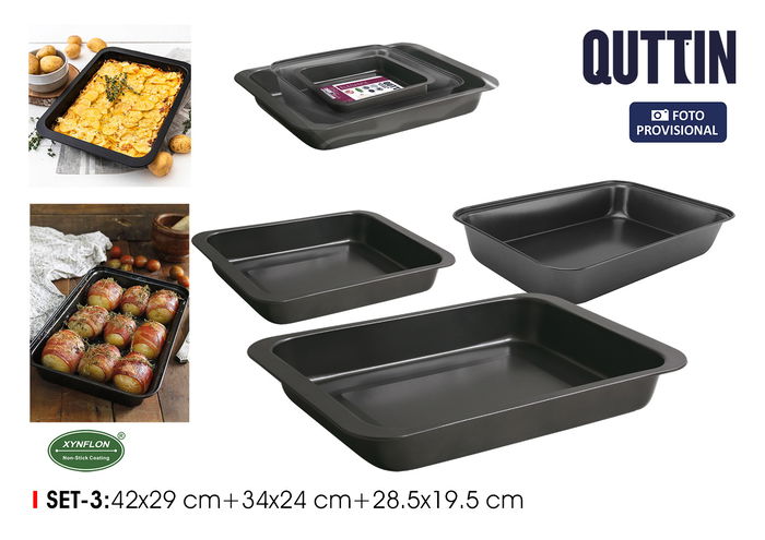 Quttin Set 3 Bandejas Rectangulares 28.5 x 19.5 cm, 34 x 24 cm y 42 x 29 cm (6 Unidades) Quttin Set 3 Bandejas Rectangulares 28.5 x 19.5 cm, 34 x 24 cm y 42 x 29 cm (6 Unidades)