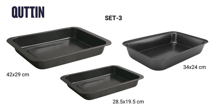 Quttin Set 3 Bandejas Rectangulares 28.5 x 19.5 cm, 34 x 24 cm y 42 x 29 cm (6 Unidades) Quttin Set 3 Bandejas Rectangulares 28.5 x 19.5 cm, 34 x 24 cm y 42 x 29 cm (6 Unidades)