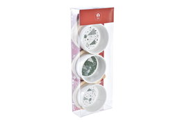 DKD Home Decor Set de Aperitivos de Gres y Bambú Verde, Natural y Blanco de 3 Piezas