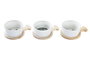 DKD Home Decor Set de Aperitivos de Gres y Bambú Verde, Natural y Blanco de 3 Piezas