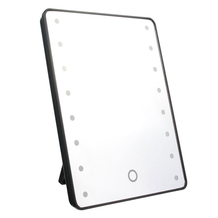 Cosmetic Club Espejo de Maquillaje Led Táctil con Caballete Giratorio y 16 LEDs, 16.8x14xh.21.8 cm