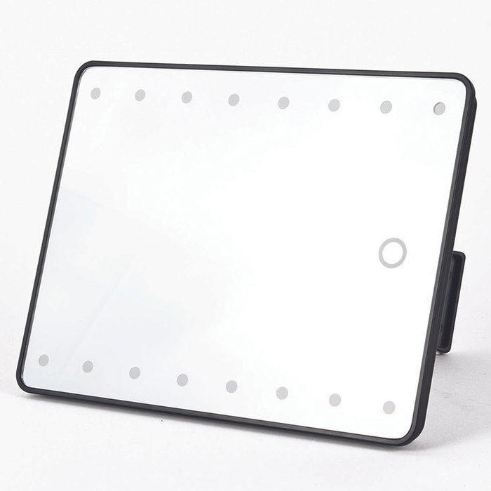 Cosmetic Club Espejo de Maquillaje Led Táctil con Caballete Giratorio y 16 LEDs, 16.8x14xh.21.8 cm