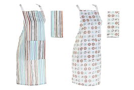 DKD Home Decor Delantal Urban Azul Celeste Gris 60 x 108 x 0.5 cm Set de 2