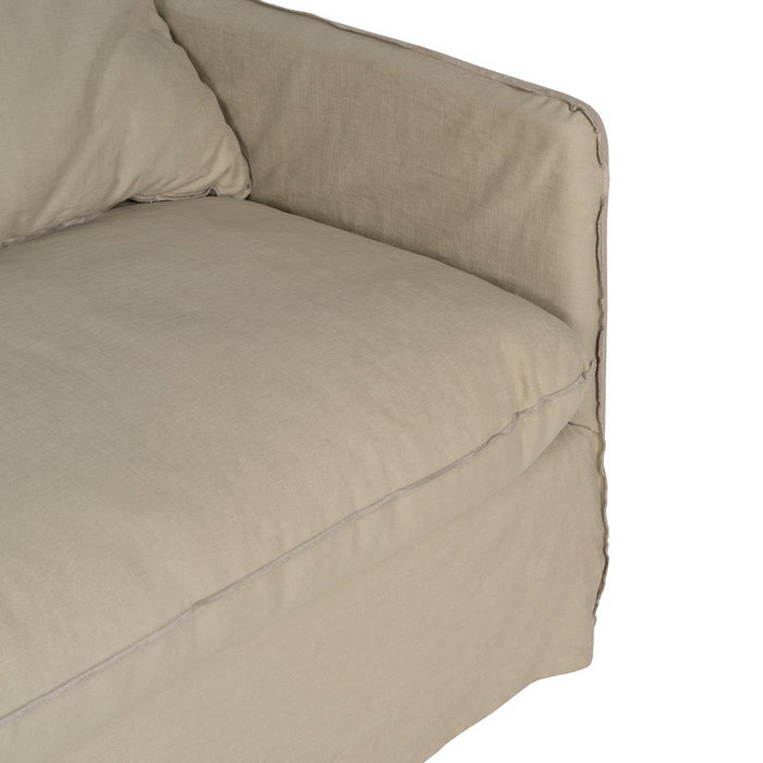Sofá 3 Plazas Beige Tejido-Madera 216 X 94 X 93 cm