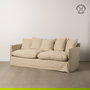 Sofá 3 Plazas Beige Tejido-Madera 216 X 94 X 93 cm