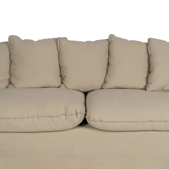 Sofá 3 Plazas Beige Tejido-Madera 216 X 94 X 93 cm