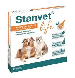 Stanvet Life Pipetas Repelentes Mosquitos, Pulgas y Garrapatas para Perros y Gatos 4 Unidades