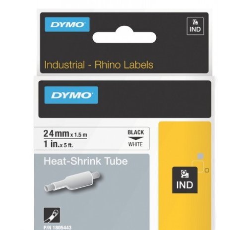 Dymo Rhino Tubo Termorretráctil ID1-24 Negro sobre Blanco 24mm x 1,5m