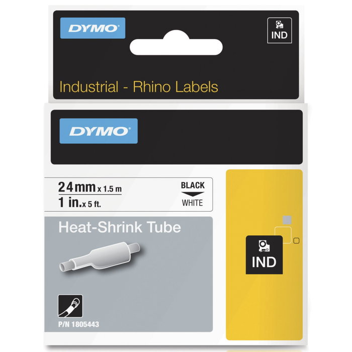 Dymo Rhino Cinta ID1-24 Negro sobre Blanco 24mm x 1,5m