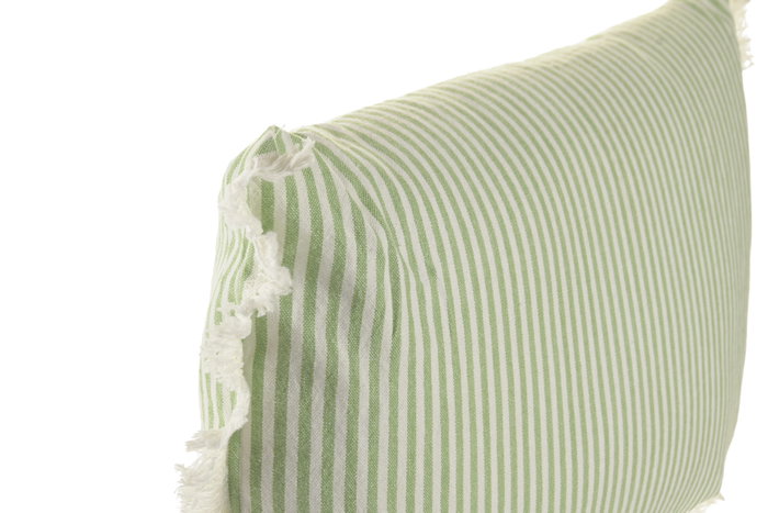 DKD Home Decor Cojín de Algodón con Flecos y Rayas Verde