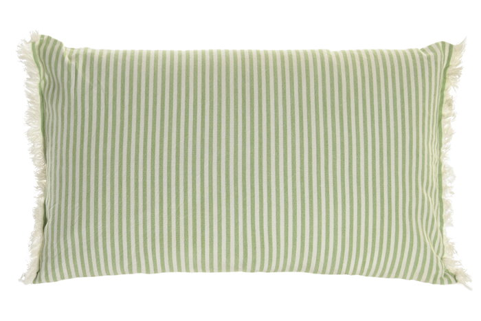 DKD Home Decor Cojín de Algodón con Flecos y Rayas Verde