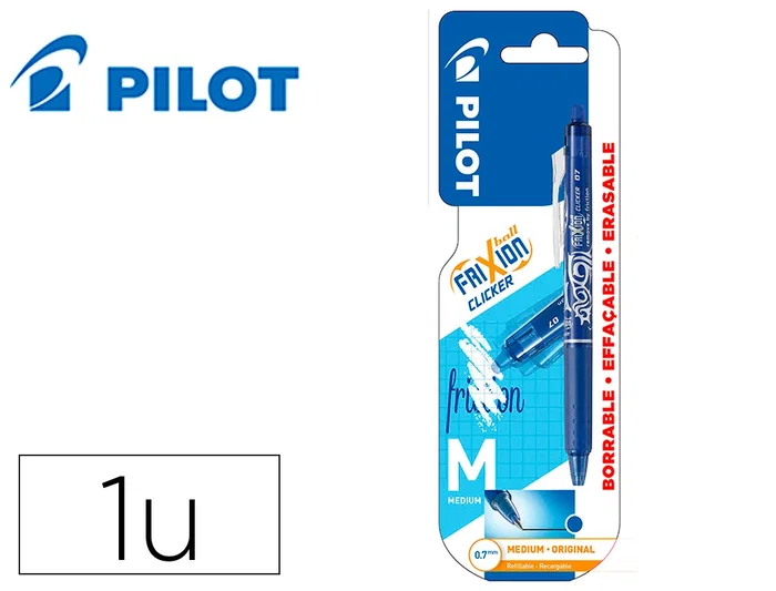 Pilot Boligrafo Frixion Clicker Borrable Punta Media 0,7 mm Azul en Blister Pilot Boligrafo Frixion Clicker Borrable Punta Media 0,7 mm Azul en Blister