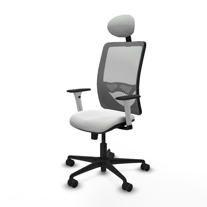 PIQUERAS Y CRESPO Silla de oficina Zulema con mecanismo Sincro, Tela Blanca y Malla Gris