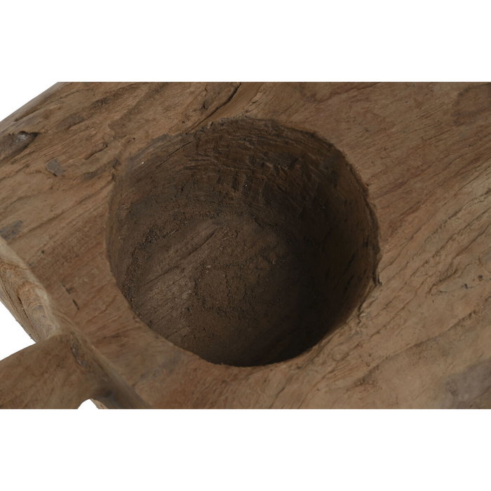 DKD Home Decor Portavelas de Teca con Asa Estilo Antiguo Natural