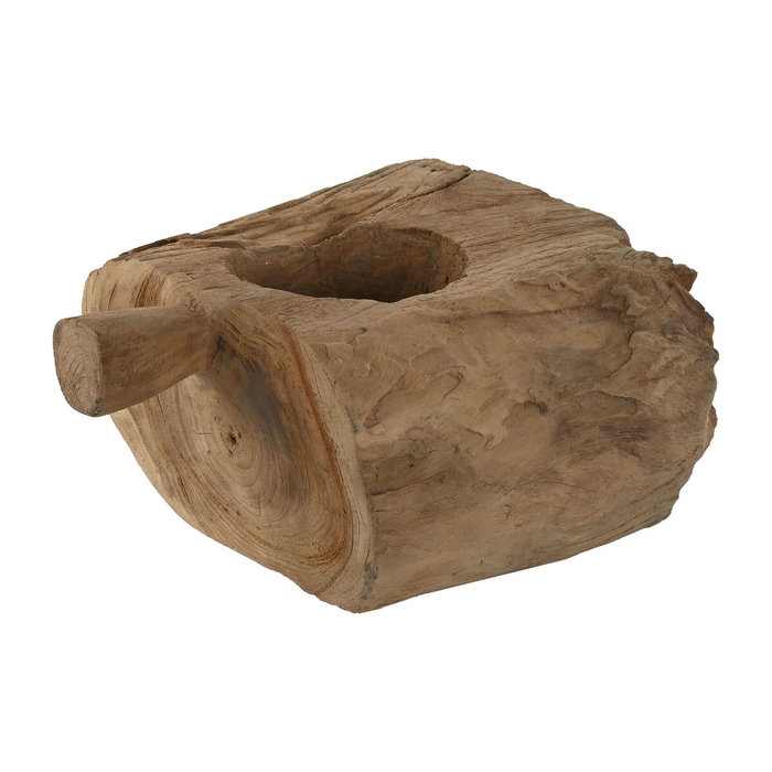 DKD Home Decor Portavelas de Teca con Asa Estilo Antiguo Natural