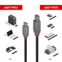 Lindy Cable USB 3.2 Gen 1 (5Gbps) Tipo C a B 1m, Conector Reversible, Triple Blindaje, Oro/Níquel, Cable de Datos Anthra Line Profesional para AV/IT