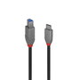 Lindy Cable USB 3.2 Gen 1 (5Gbps) Tipo C a B 1m, Conector Reversible, Triple Blindaje, Oro/Níquel, Cable de Datos Anthra Line Profesional para AV/IT
