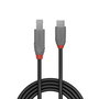 Lindy Cable USB 3.2 Gen 1 (5Gbps) Tipo C a B 1m, Conector Reversible, Triple Blindaje, Oro/Níquel, Cable de Datos Anthra Line Profesional para AV/IT