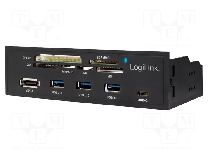 LogiLink UA0341 Lector de tarjetas multifunción para panel frontal de 5.25 pulg., USB 3.0